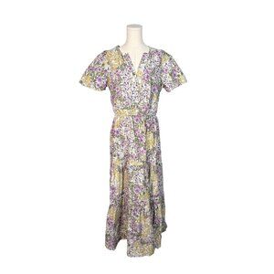 Anthropologie The Somerset Lilac Florals Maxi Dress Size Large